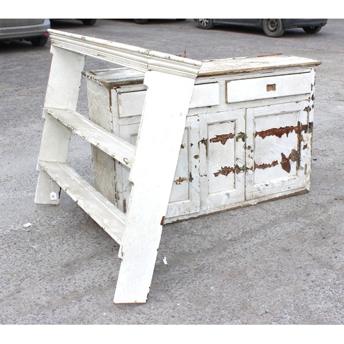 82 - A large Victorian painted pine dresser with 2 drawers over 2 cupboards under a 2 tier plate rack, ap... 