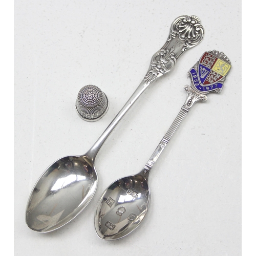 1053A - A Victorian Scottish silver teaspoon, Glasgow 1866, a silver and enamel 1977 silver Jubilee spoon in... 