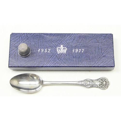 1053A - A Victorian Scottish silver teaspoon, Glasgow 1866, a silver and enamel 1977 silver Jubilee spoon in... 