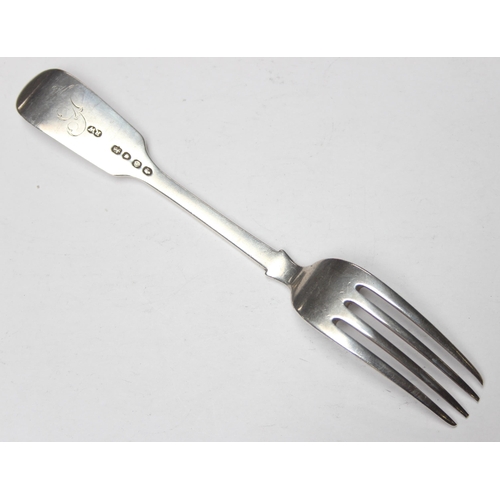 1006 - A Victorian silver dinner fork, London 1849 by Robert Wallis, approx 67.29g gross