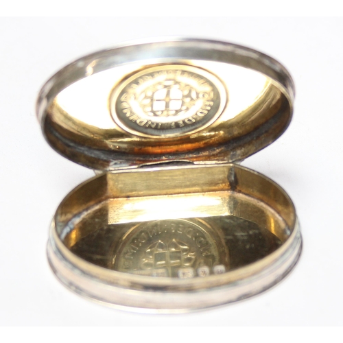 1015 - Asprey & Co small silver pill box set with a 1937 silver 3d coin, marked for London 1939, approx 40m... 