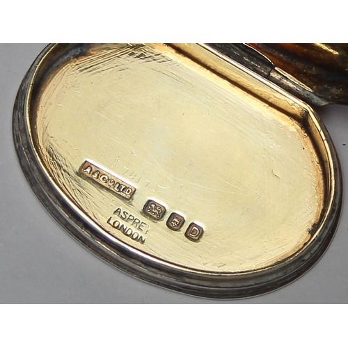 1015 - Asprey & Co small silver pill box set with a 1937 silver 3d coin, marked for London 1939, approx 40m... 