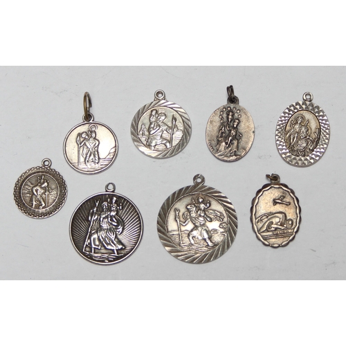 1118 - 8 assorted vintage silver St Christopher pendants, all XRF tested to confirm, approx 29.63g gross