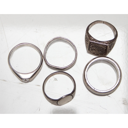 1119 - 5 assorted gents silver rings, all XRF tested to confirm, various designs, sizes S-Y, approx 36.22g ... 