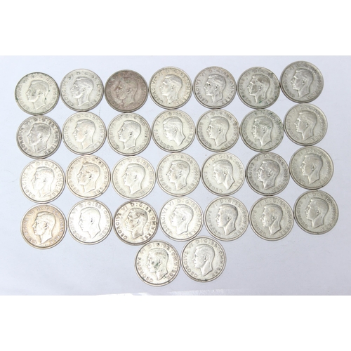 1220 - 30 assorted George VI silver half crown coins, mixed dates 1937-46, approx 417.68 gross