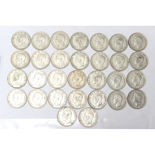 1222 - 30 assorted George VI silver half crown coins, mixed dates 1937-46, approx 417.42 gross