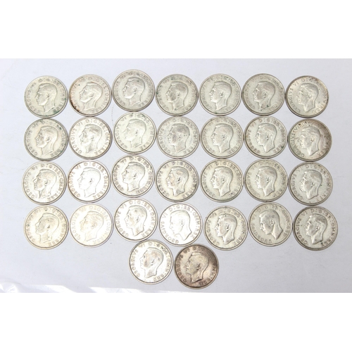 1224 - 30 assorted George VI silver half crown coins, mixed dates 1937-46, approx 418.39 gross