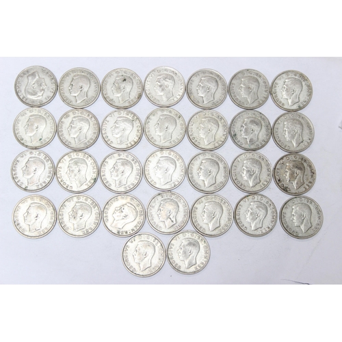 1226 - 30 assorted George VI silver half crown coins, mixed dates 1937-46, approx 417.69 gross