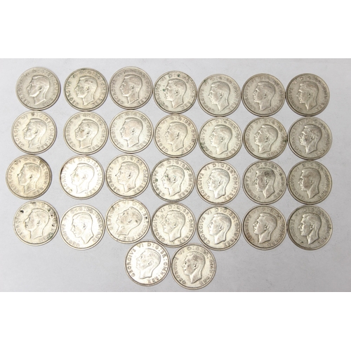 1227 - 30 assorted George VI silver half crown coins, mixed dates 1937-46, approx 417.87 gross