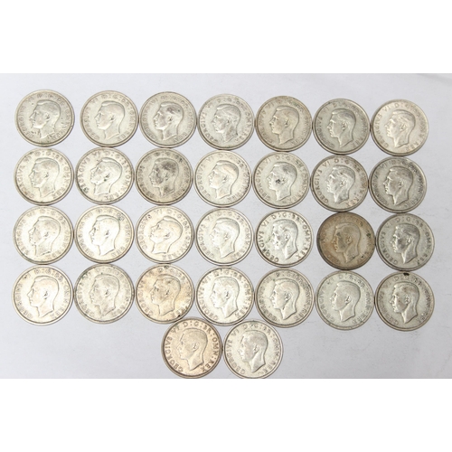 1228 - 30 assorted George VI silver half crown coins, mixed dates 1937-46, approx 417.59 gross