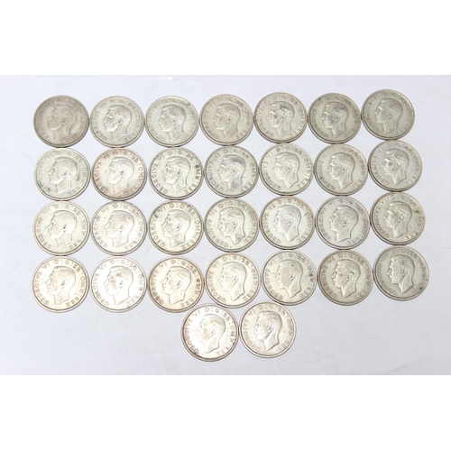 1229 - 30 assorted George VI silver half crown coins, mixed dates 1937-46, approx 418.55 gross