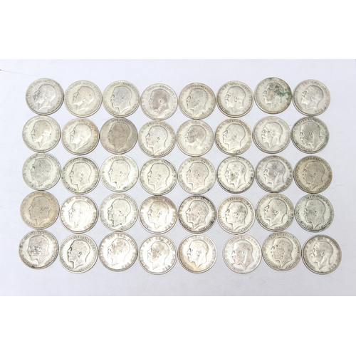 1235 - 40 assorted George V silver florin coins, mixed dates 1920-36, approx 439.73 gross