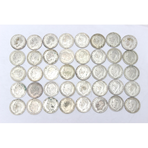 1236 - 40 assorted George V silver florin coins, mixed dates 1920-36, approx 438.59 gross