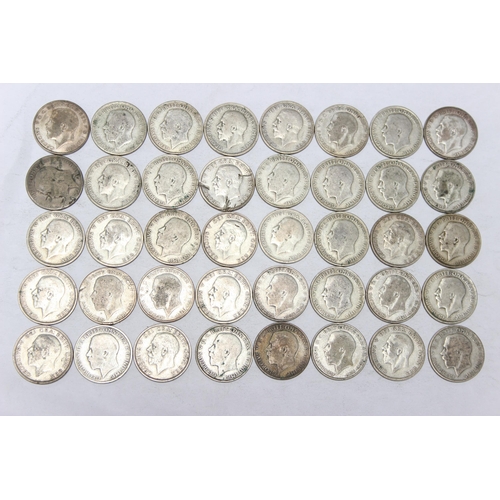 1237 - 40 assorted George V silver florin coins, mixed dates 1920-36, approx 438.99 gross