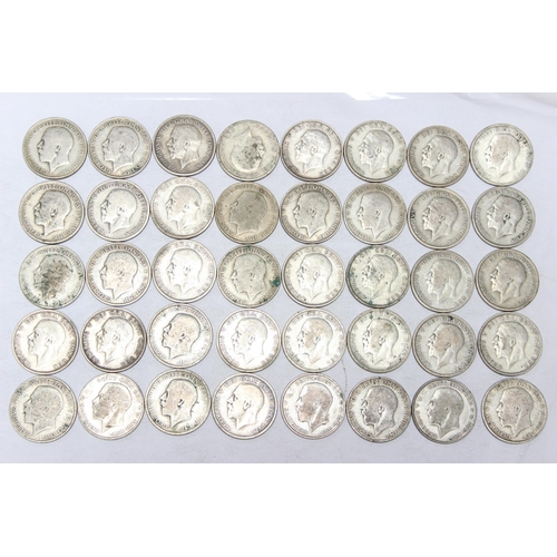 1238 - 40 assorted George V silver florin coins, mixed dates 1920-36, approx 439.65 gross