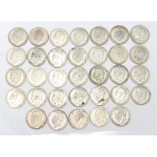 1239 - 33 assorted George V silver florin coins, mixed dates 1920-36, approx 360.02 gross