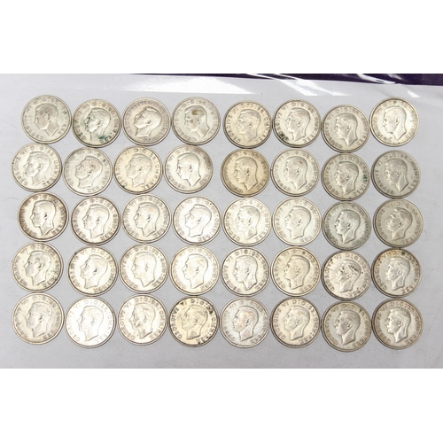 1246 - 40 assorted George VI silver florin coins, mixed dates 1937-46, approx 446.13 gross