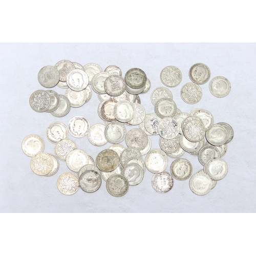 1260 - 77 assorted silver sixpence coins, 75 half silver examples from George V, a George V 1914, an Edward... 