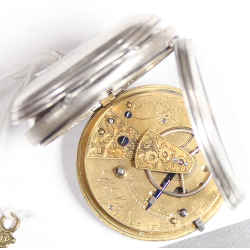 1302 - A 19th century English silver cased lever pocket watch by C. Leef of Ashton Under Lyne, marked for L... 