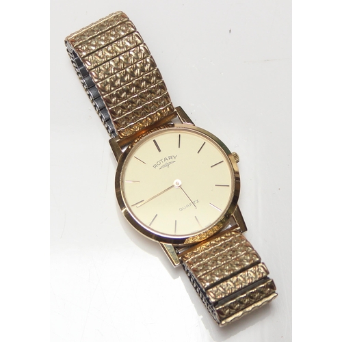 1307 - 2 Rotary Quartz watches with gold plated cases, both in single box with paperwork