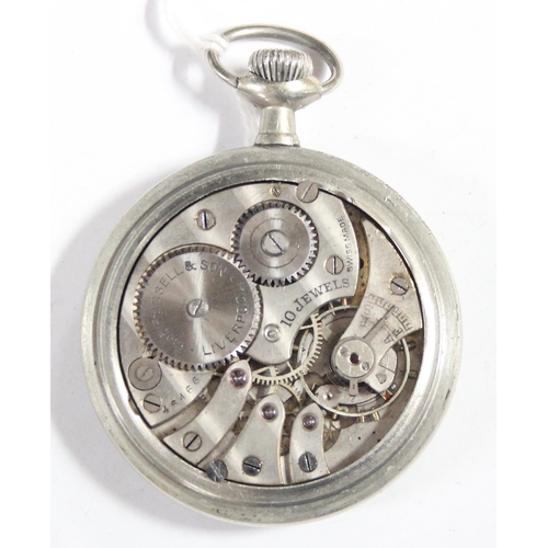 1315 - An early 20th century Thomas Russell of Liverpool Tempus Fugit pocket watch in chrome plated case