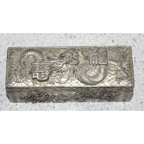 1024 - Qty of early 20th century antimony jewellery boxes with decorative designs, likely Japanese