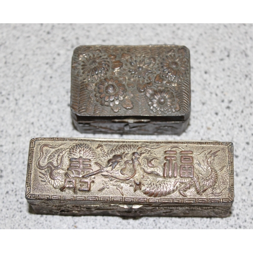 1025 - Qty of early 20th century antimony jewellery boxes with decorative designs, likely Japanese (13)