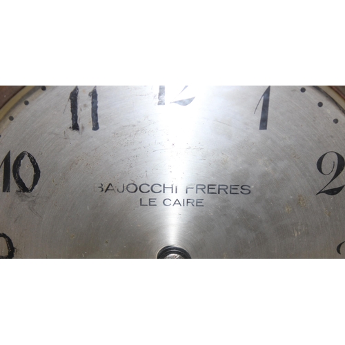 1311 - A vintage mechanical mantel clock retailed by Bajocchi Brothers of Cairo, with RAOC military dedicat... 