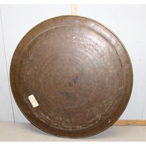 1745 - Large Oriental brass charger, approx 74cm diameter