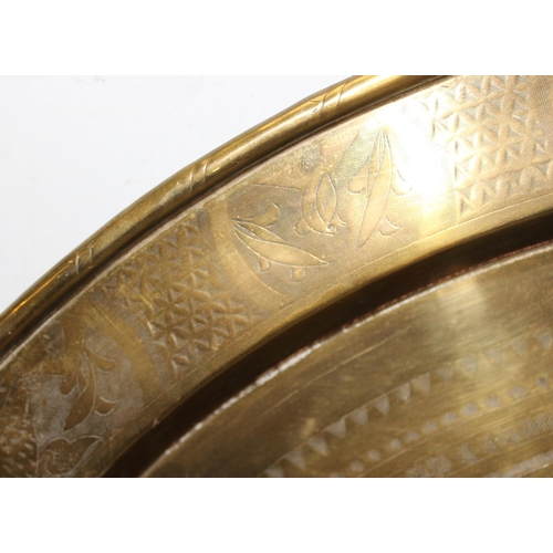 1745 - Large Oriental brass charger, approx 74cm diameter