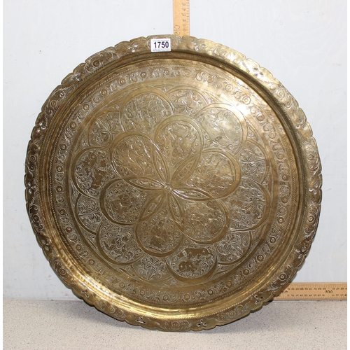 1750 - Large brass charger depicting Deities, with pierced border, approx 60cm diameter