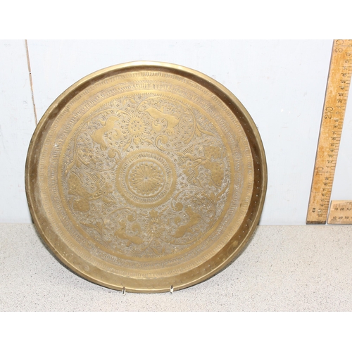 1755 - Mixed lot of brass chargers of various designs to include Oriental, largest approx 58cm (7)