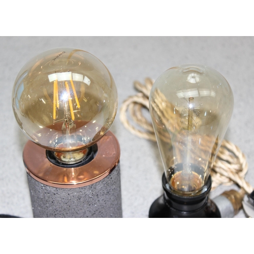 256 - Two vintage style industrial table lamps with feature filament bulbs