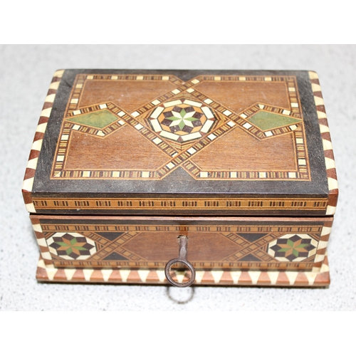 282 - Qty of wooden boxes, to incl carved and inlaid examples