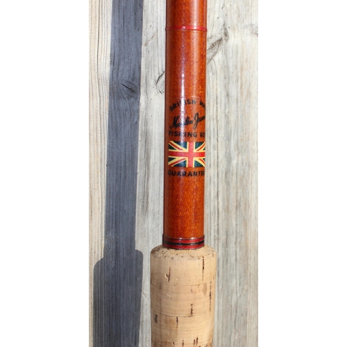 703 - 3-piece British made Martin James fishing rod, approx 13ft long