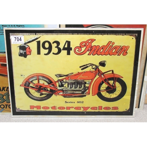 704 - Collection of four various vintage style motoring related signs including three MG Alpha export iden... 