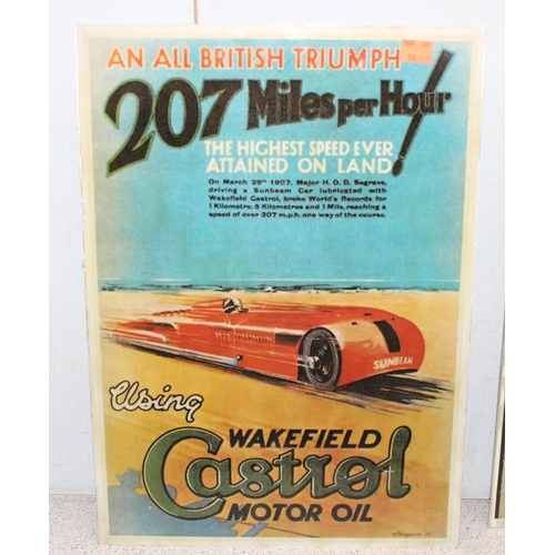 704 - Collection of four various vintage style motoring related signs including three MG Alpha export iden... 