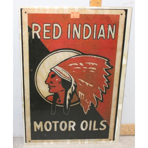 704 - Collection of four various vintage style motoring related signs including three MG Alpha export iden... 