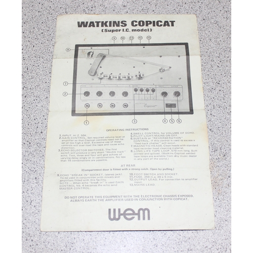 767 - Vintage Watkins Wem Copicat Super I.C. echo unit in case