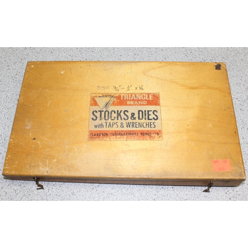 832 - 4 vintage wooden cased tap and die sets