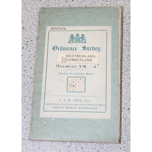 557 - 3 rare early 20th century linen backed folding OS maps of Westmorland / Cumberland by J & H Bell ltd... 