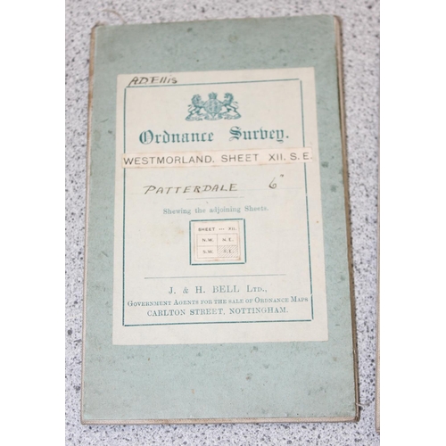 557 - 3 rare early 20th century linen backed folding OS maps of Westmorland / Cumberland by J & H Bell ltd... 