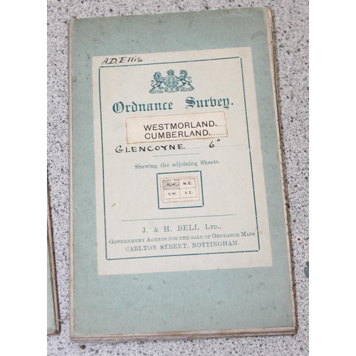 557 - 3 rare early 20th century linen backed folding OS maps of Westmorland / Cumberland by J & H Bell ltd... 