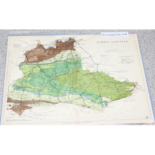 558 - Mixed lot of British maps to include an early 20th E.J Larby linen backed map titled 'through route ... 