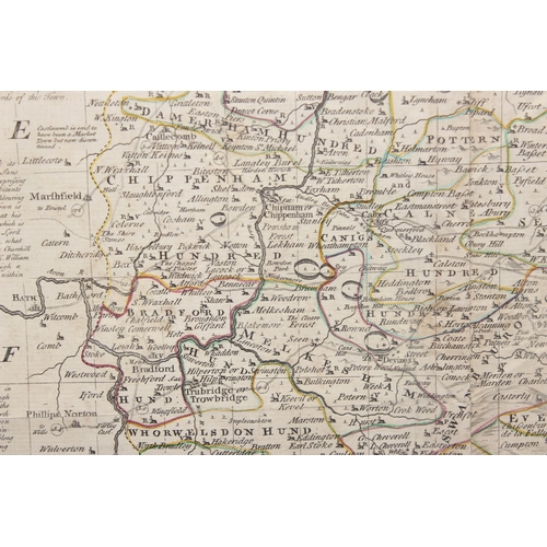 559 - Emanuel Bowen (1694 - 1767) - Original antique hand coloured map of Wiltshire engraved by Emanuel Bo... 