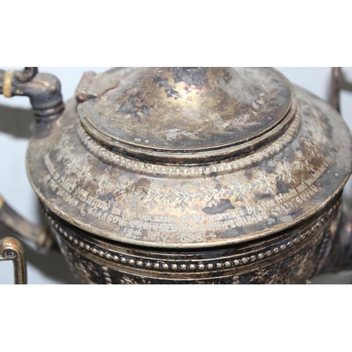 1064A - A large qty of assorted antique and later silver plated items and other metalware to inc 2 tea sets ... 