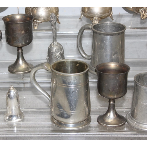 1064A - A large qty of assorted antique and later silver plated items and other metalware to inc 2 tea sets ... 