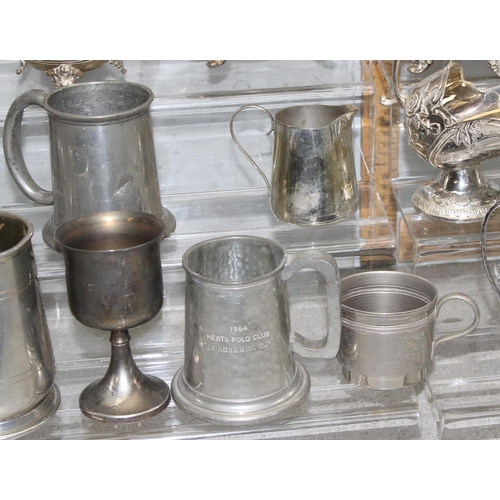 1064A - A large qty of assorted antique and later silver plated items and other metalware to inc 2 tea sets ... 