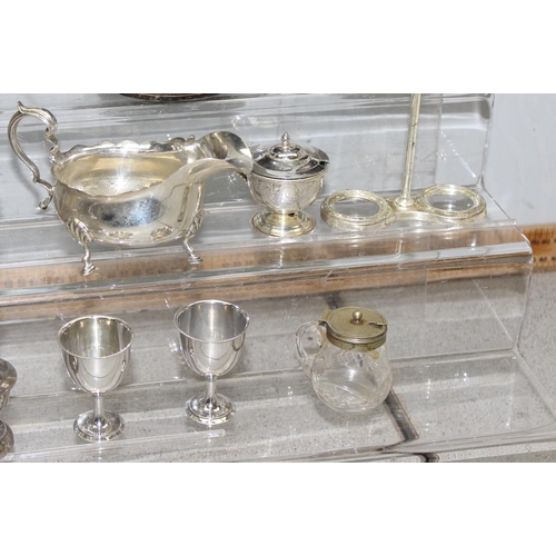 1064A - A large qty of assorted antique and later silver plated items and other metalware to inc 2 tea sets ... 