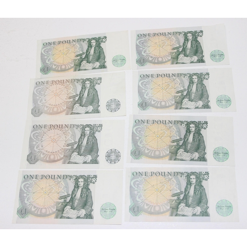 1266A - 23 Queen Elizabeth II Series D £1 notes, one run of 5 sequential serial number and a further run of ... 